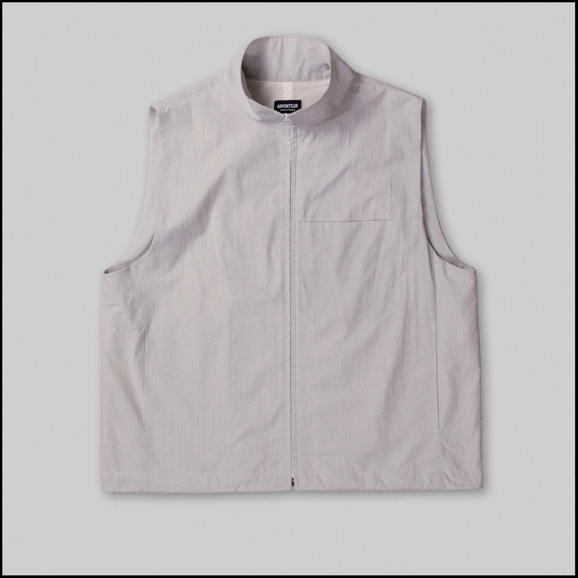 TRACK vest by Arpenteur, made of cotton mini seersucker in Grey color